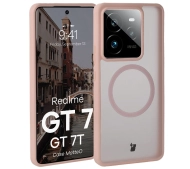 Bizon MatteO z MagSafe do Realme GT 7 / Realme GT 7T Półprzezroczyste z różową ramką
