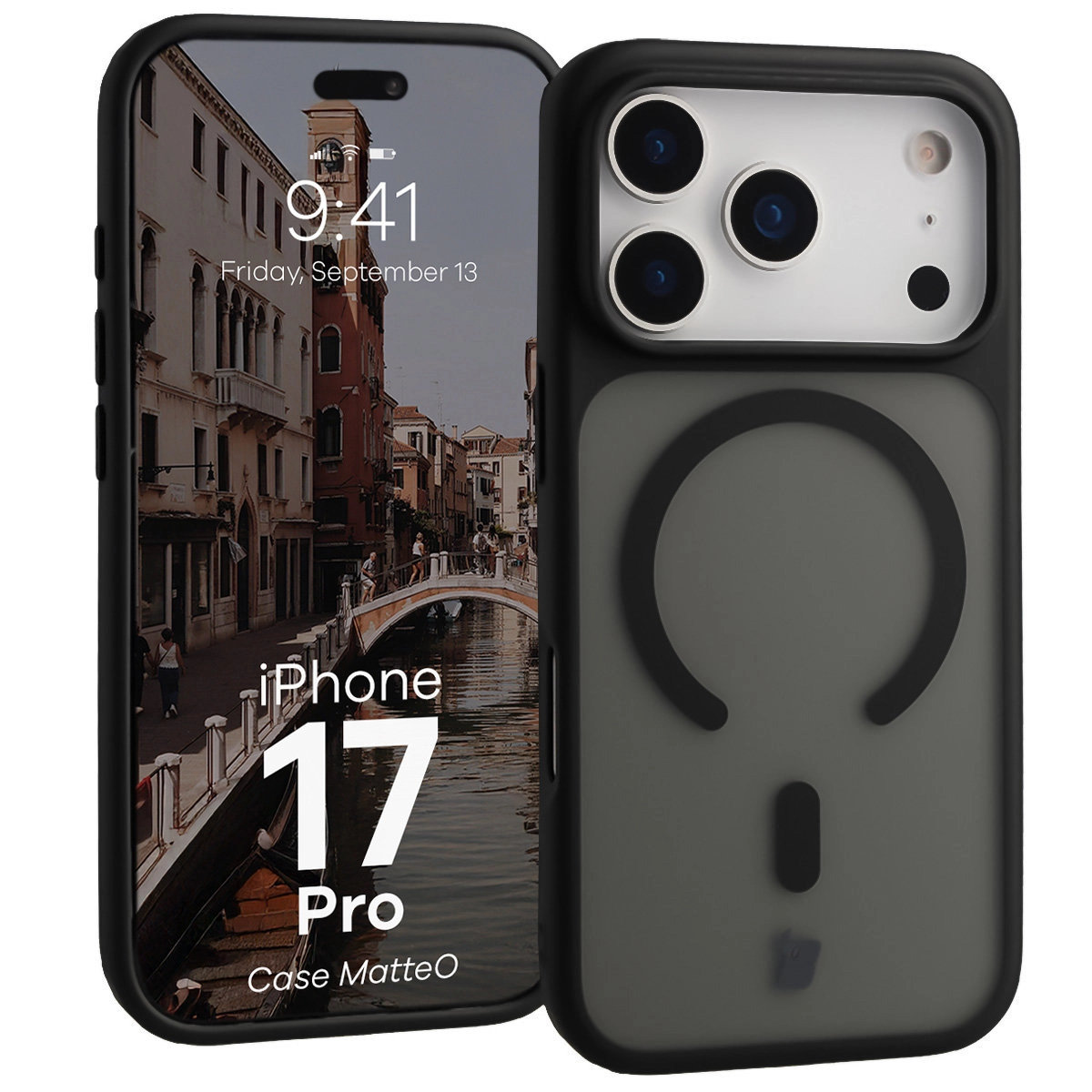 Bizon MatteO z MagSafe do iPhone 17 Pro Półprzezroczyste z czarną ramką