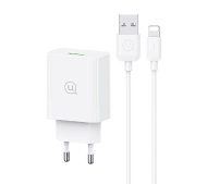 USAMS SCXLTZ03 18W + kabel Lightning/USB-A Fast Charging Biały