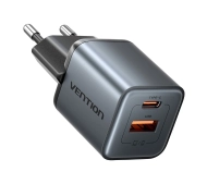 Vention 1x USB-A 1x USB-C GaN 30W Szary