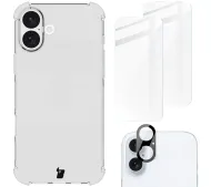 Bizon elastyczne etui + 2x szkło hartowane + szkło na aparat Clear Pack do iPhone 16 Plus