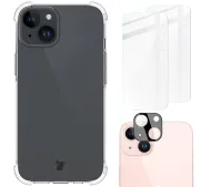 Bizon elastyczne etui + 2x szkło hartowane + szkło na aparat Clear Pack do iPhone 15