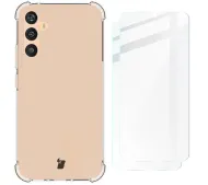 Bizon elastyczne etui + 2x szkło hartowane Clear Pack do Samsung Galaxy A34 5G Przezroczysty
