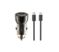 XO CC60 USB-A USB-C 60W Czarny + Kabel USB-C do USB-C