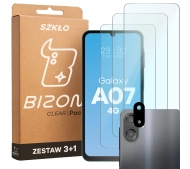 Bizon Szkło + szybka na aparat Glass Clear Pack do Galaxy A07 3 sztuki