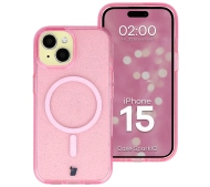 Bizon Case SparklO do iPhone 15 Przezroczysto-Różowe Z Brokatem