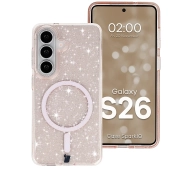 Bizon Case SparklO do Galaxy S26 Przezroczysto-Jasnopomarańczowe Z Brokatem