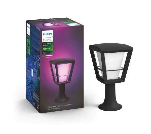 Philips Econic Hue Outdoor Pedestal Light Black 17441/30/P7