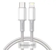 Baseus USB-C do Lightning High Density Braided 20W 5A PD 1m Biały