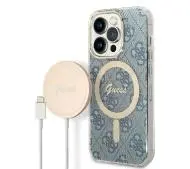 Guess GUBPP14XH4EACSB  ładowarka indukcyjna + etui 4G Print MagSafe do iPhone 14 Pro Max