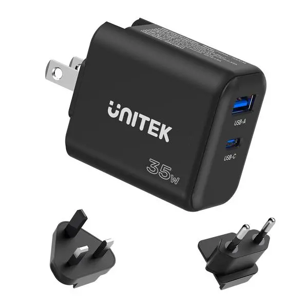 Unitek GaN Power Delivery 35W USB-C USB-A Czarny