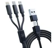 3mk Hyper 3in1 A/C Do C/Micro/Lightning 1,5m Czarny
