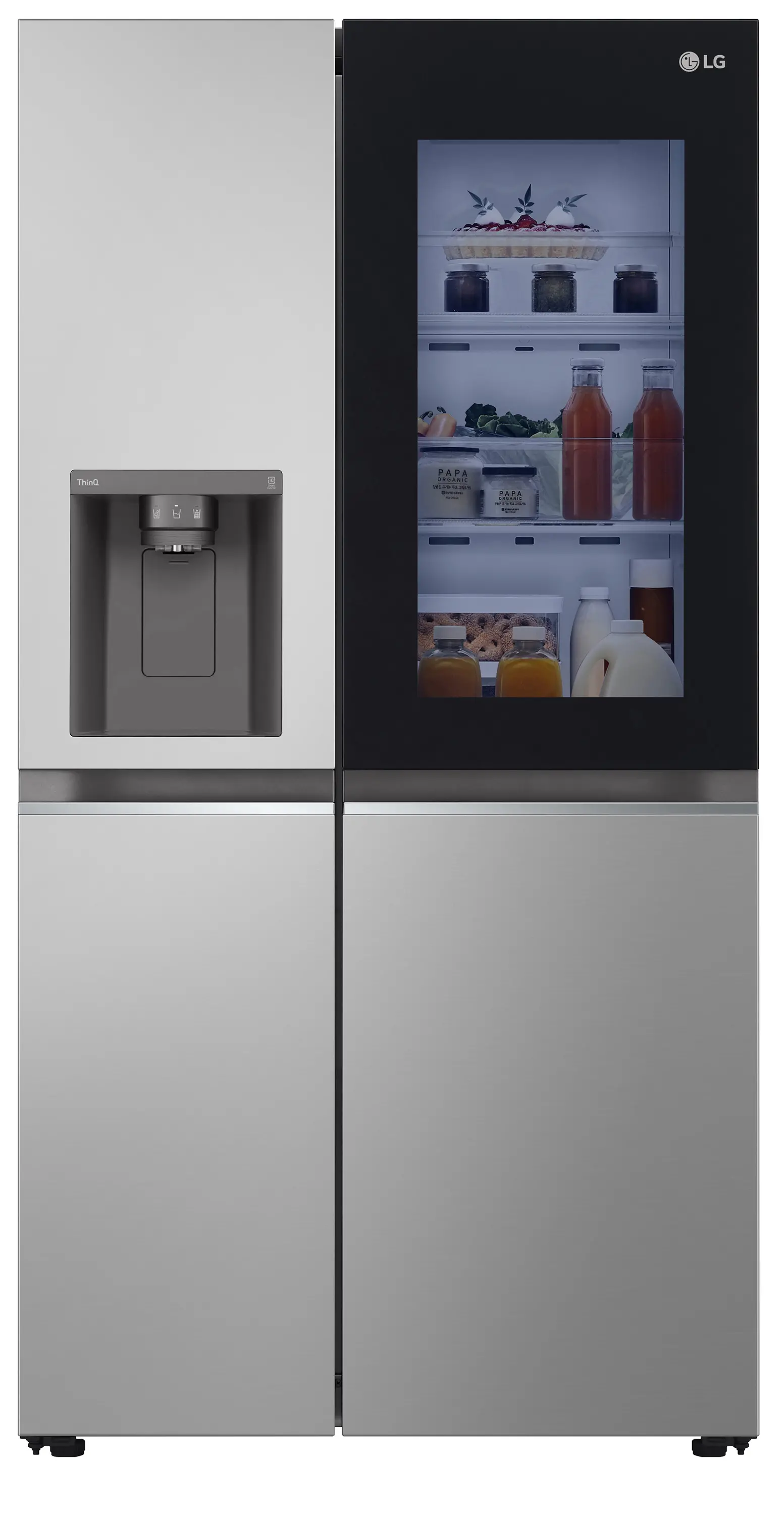 LG SBS InstaView GSGV80PYLL Pełny No Frost 179cm Dystrybutor wody Komora świeżości Zdalne sterowanie Srebrny