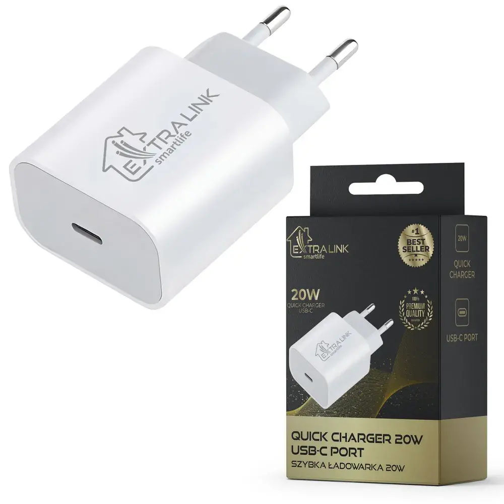 Extralink Smart Life Fast Charger USB-C 20W Biały miniaturka