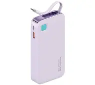 USAMS US-CD224 Ze zwijanym kablem USB-C Retractable 10000mAh PD20W Fast Charge XY Series Fioletowy