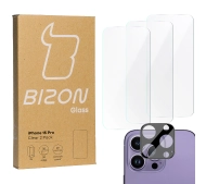 Bizon 3x szkło + szybka na aparat Clear 2 Pack do iPhone 15 Pro