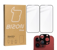 Bizon 2x szkło + szybka na aparat Edge 2 Pack do iPhone 15 Pro