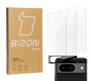 Bizon 3x szkło + szybka na aparat Clear 2 Pack do Pixel 8