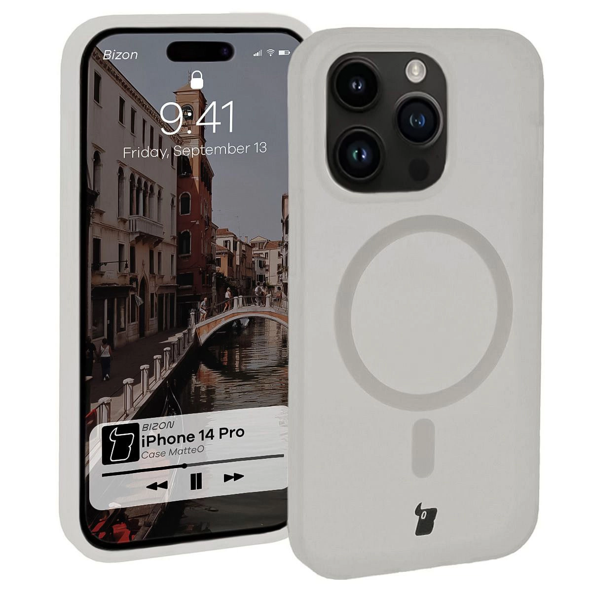 Bizon MatteO z MagSafe do iPhone 14 Pro Półprzezroczyste z przezroczystą ramką