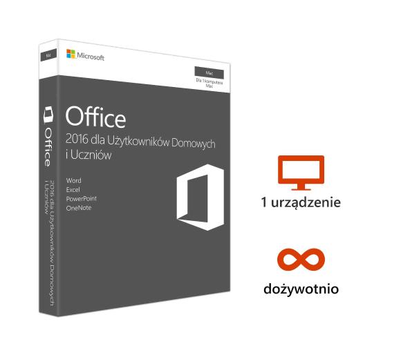 oprogramowanie Microsoft Office 2016 dla Użytkowników Domowych i Uczniów 32/64bit Mac