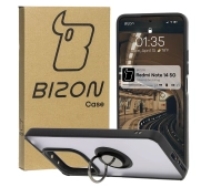 Bizon z uchwytem na palec Hybrid Ring do Xiaomi Redmi Note 14 5G Przydymione z czarną ramką