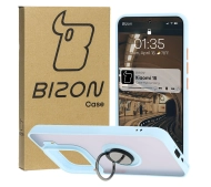 Bizon z uchwytem na palec Hybrid Ring do Xiaomi 15 Przydymione z jasnoniebieską ramką