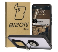 Bizon z uchwytem na palec Hybrid Ring do Xiaomi 15 Przydymione z czarną ramką