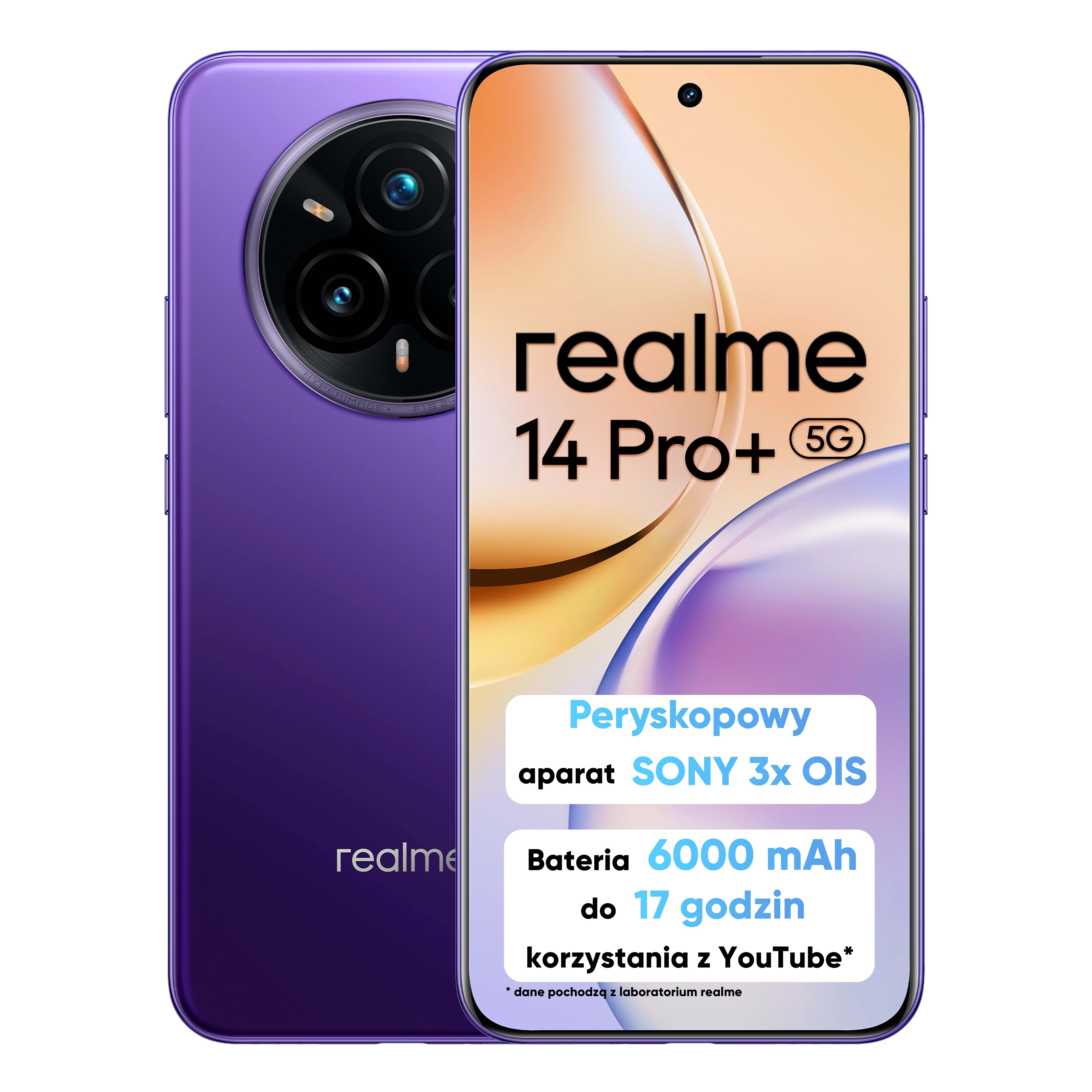 realme 14 Pro+ 5G 12/512GB Funkcje AI 6,83" 120Hz 50Mpix Fioletowy