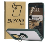 Bizon z uchwytem na palec Hybrid Ring do Xiaomi Redmi 13 4G przydymione z Ciemnozieloną ramką