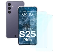 Bizon elastyczne etui Salpa + 2x szkło hartowane Clear Pack do Galaxy S25 Plus