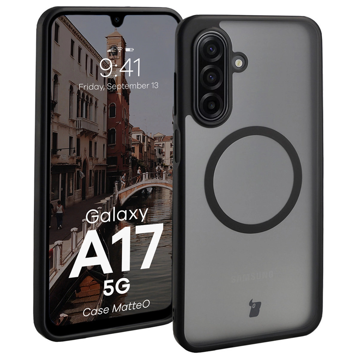 Bizon MatteO z MagSafe do MatteO Samsung Galaxy A17 5G Półprzezroczyste z czarną ramką