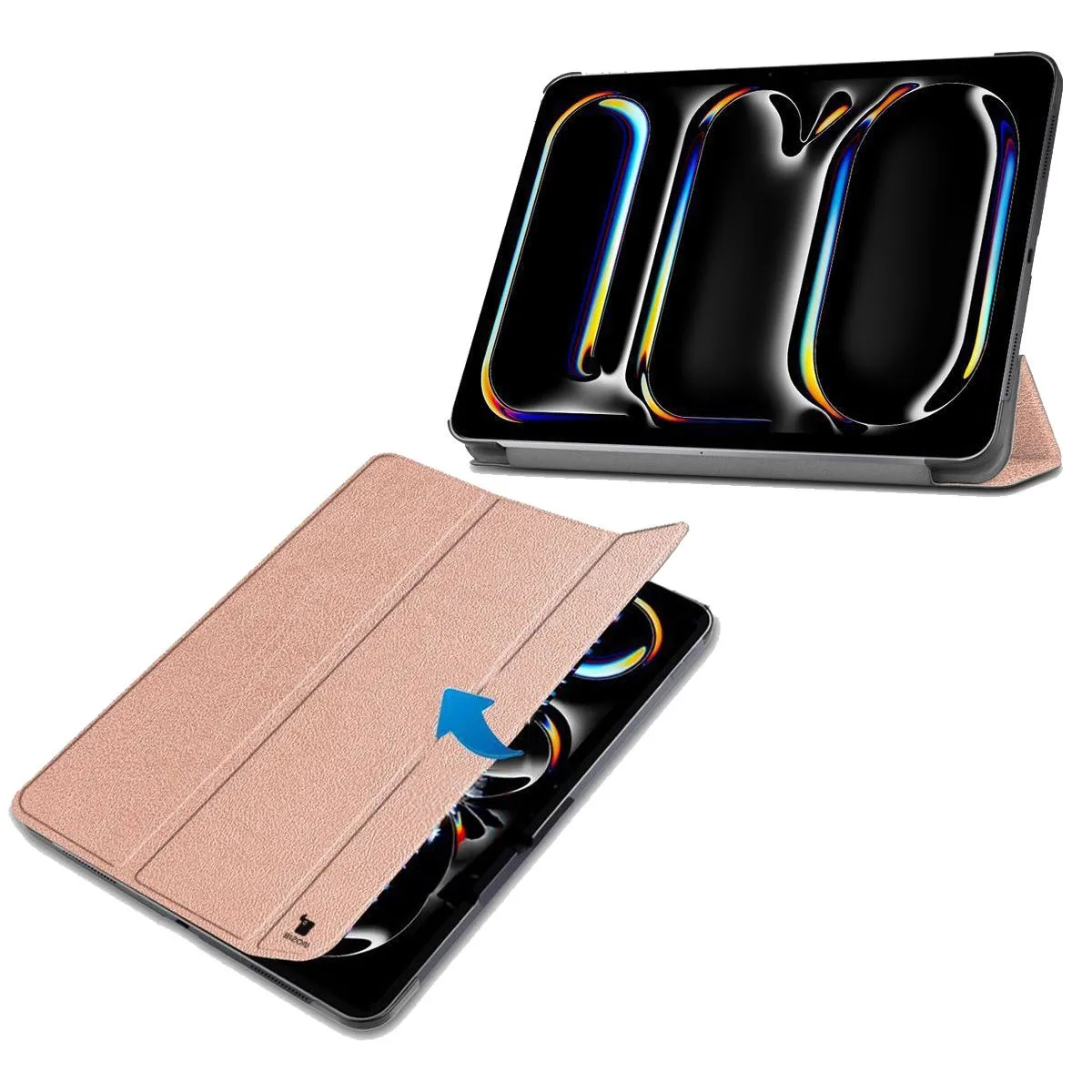 Bizon Case Tab Croc z klapką do iPad Pro 11" 2025 / 2024 Różowozłoty