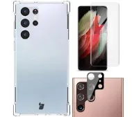 Bizon elastyczne etui + 2x folia + szkło na aparat Clear Pack do Samsung Galaxy S22 Ultra