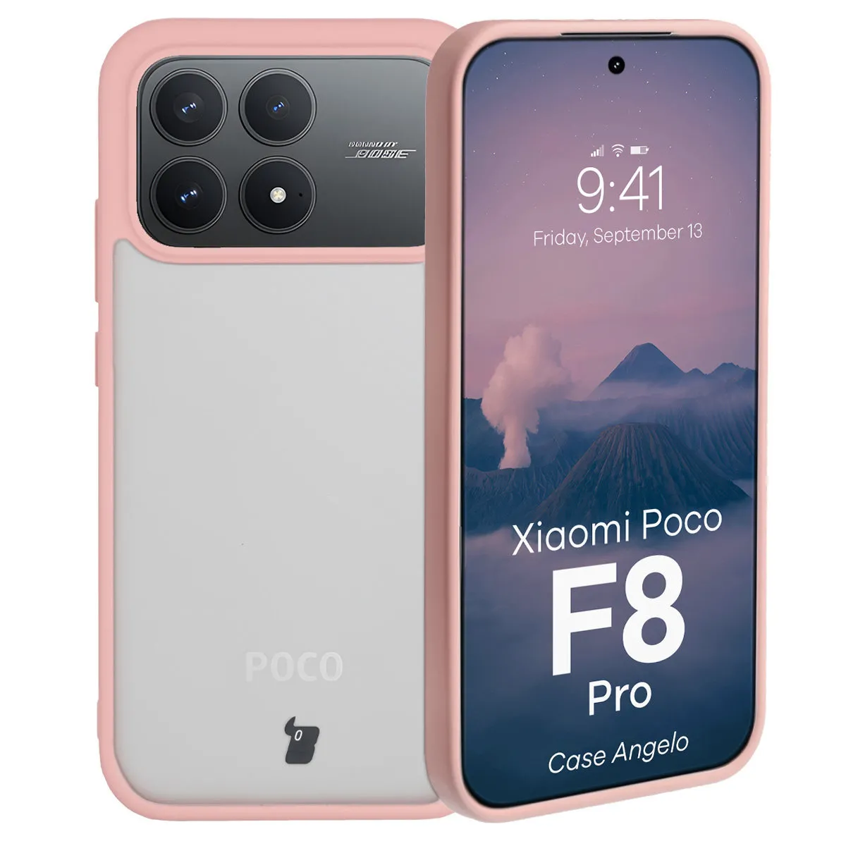 Bizon Angelo do Xiaomi POCO F8 Pro Półprzeźroczyste z różową ramką