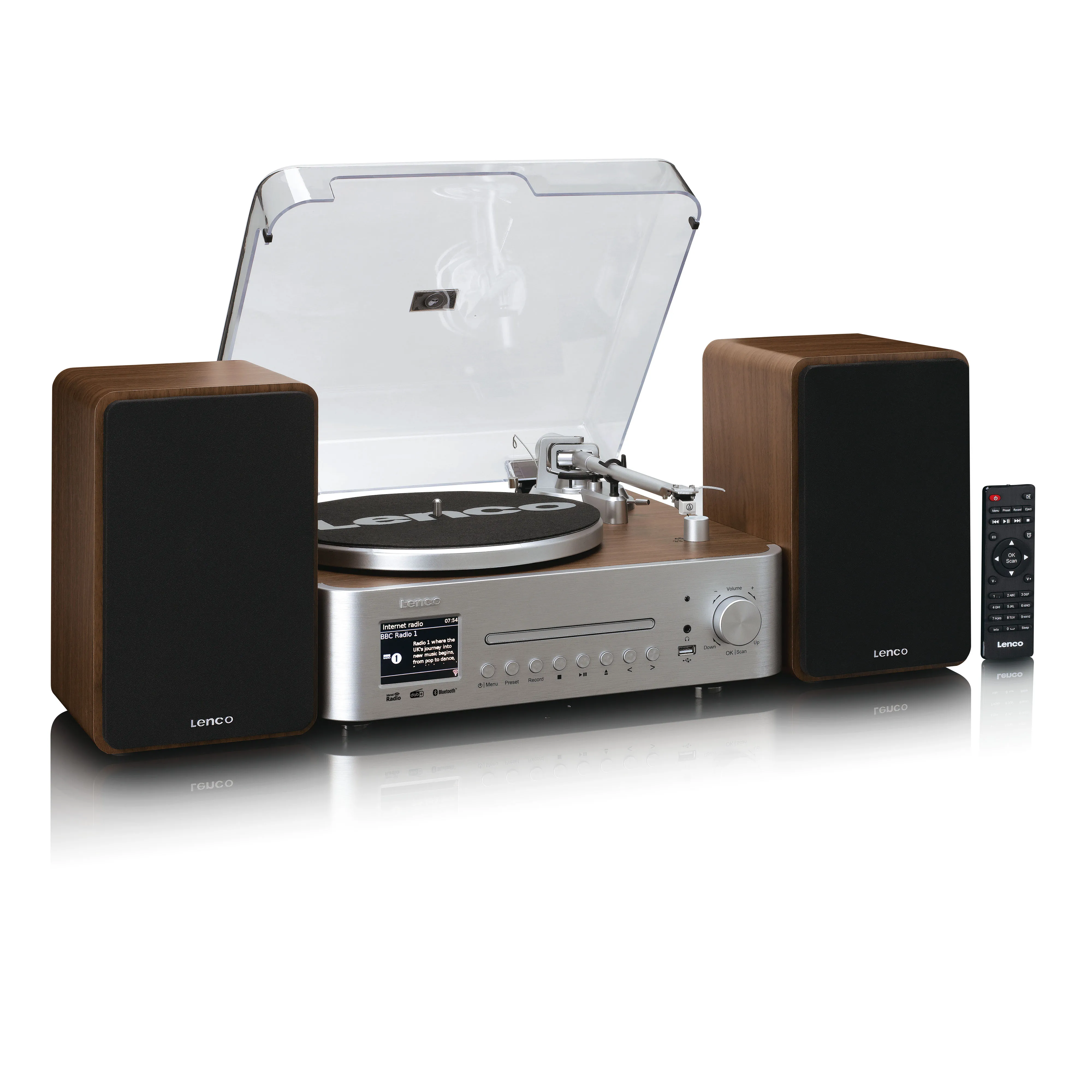 Lenco Zestaw muzyczny z gramofonem MC-860WDSI Manualny Napęd paskowy Przedwzmacniacz Bluetooth Drewno