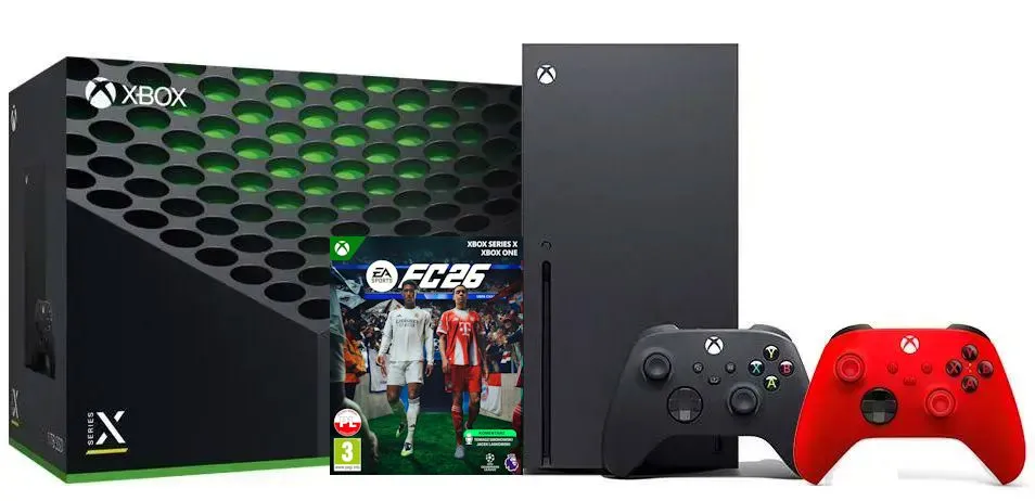 Xbox Series X 1TB z napędem + Dodatkowy Pad Czerwony + EA SPORTS FC 26