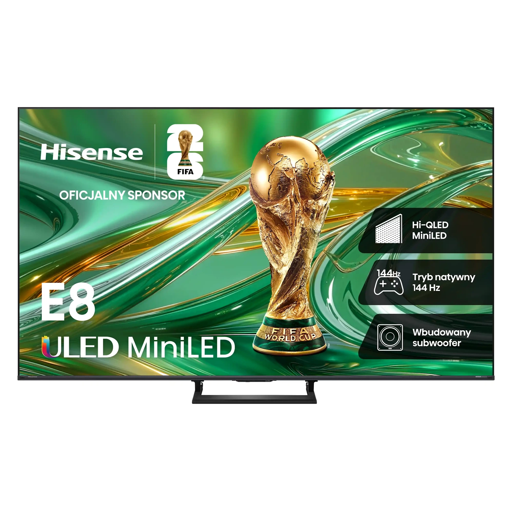 Hisense 75E8S  75" ULED MiniLED 4K 144Hz Smart TV Funkcje AI Dolby Vision Dolby Atmos DTS X HDMI 2.1 DVB-T2