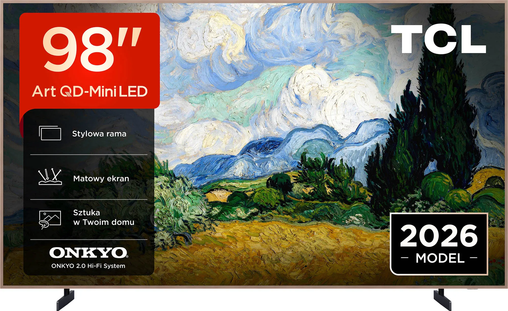 TCL NXTVision 98A400 Pro 98" QD-Mini LED 4K 144Hz Google TV Funkcje AI Dolby Vision Dolby Atmos DTS-X HDMI 2.1 DVB-T2