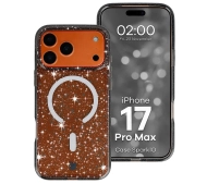 Bizon Case SparklO do iPhone 17 Pro Max / 18 Pro Max Przezroczysto-Czarne z Brokatem