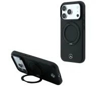 Mercedes-Benz Leather with Ring Stand MagSafe do iPhone 18 Pro / 17 Pro Czarny