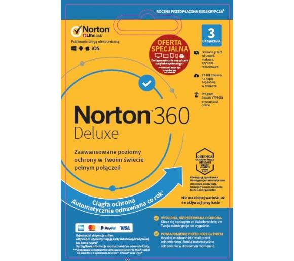 kod ESD Norton Subskrypcja Norton 360 Deluxe 25GB (3 urządzenia / 1 rok) Attach